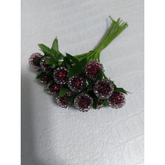 Ягодки морозные на проволоке 12 мм  (12 шт) цв. бордовый, цена за связку